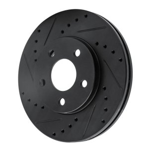 Chevrolet Malibu Brake Rotor (1) - Front Left - R1 Concepts - Drilled & Slotted - Black - `04-`08